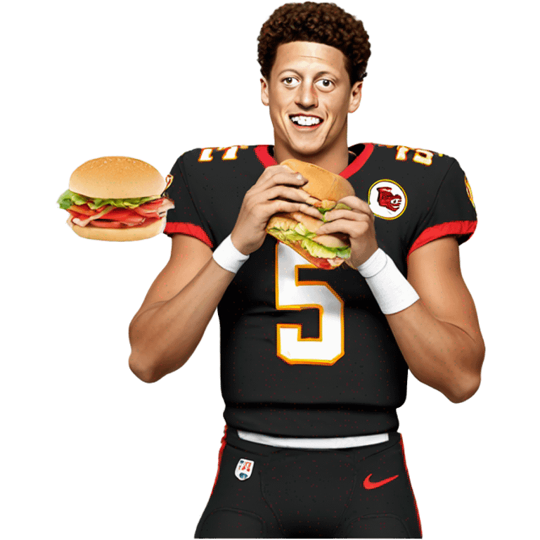 Patrick mahomes eating a sandwhich  emoji