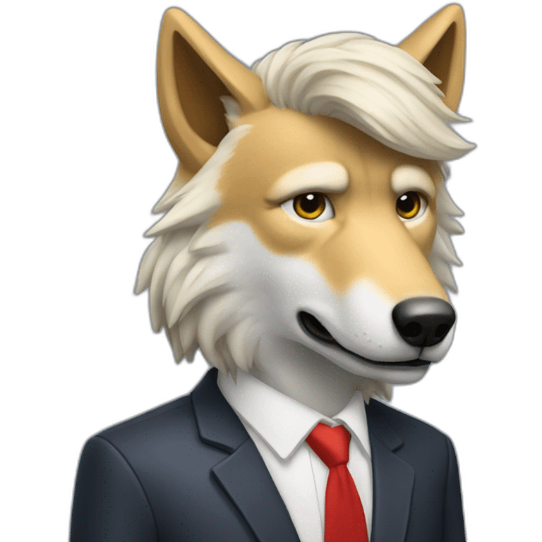 Donald Trump as a wolf with wig emoji