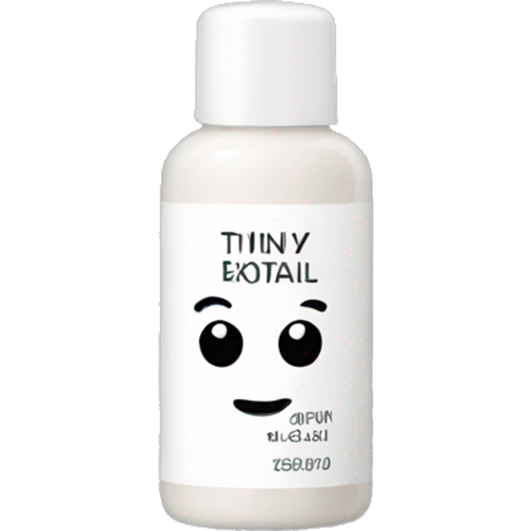 tiny facial exfoliant bottle with label emoji