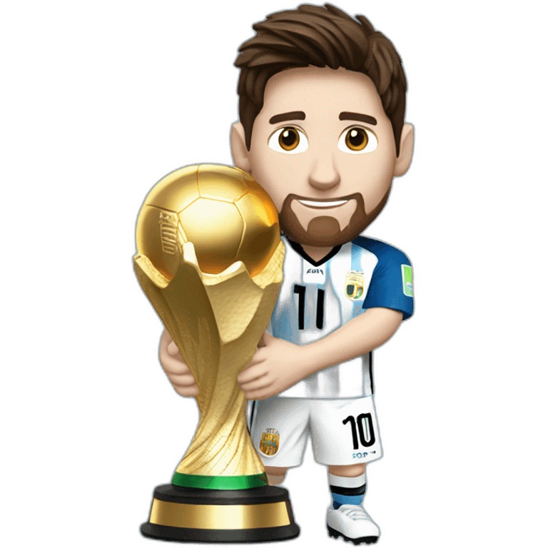 Lionel Messi holding World cup Trophy emoji