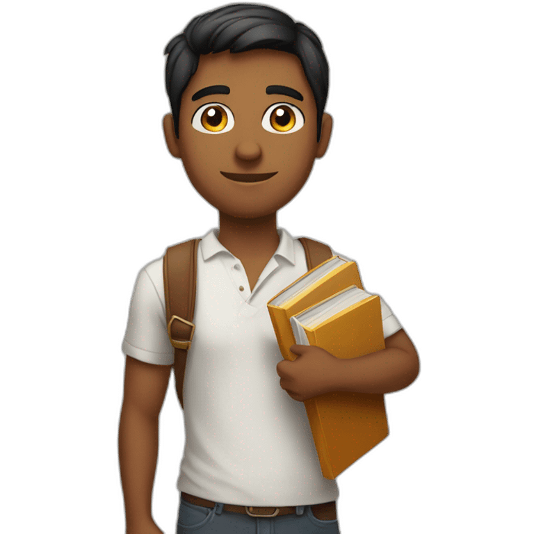 Indian 22 yr old man with books emoji