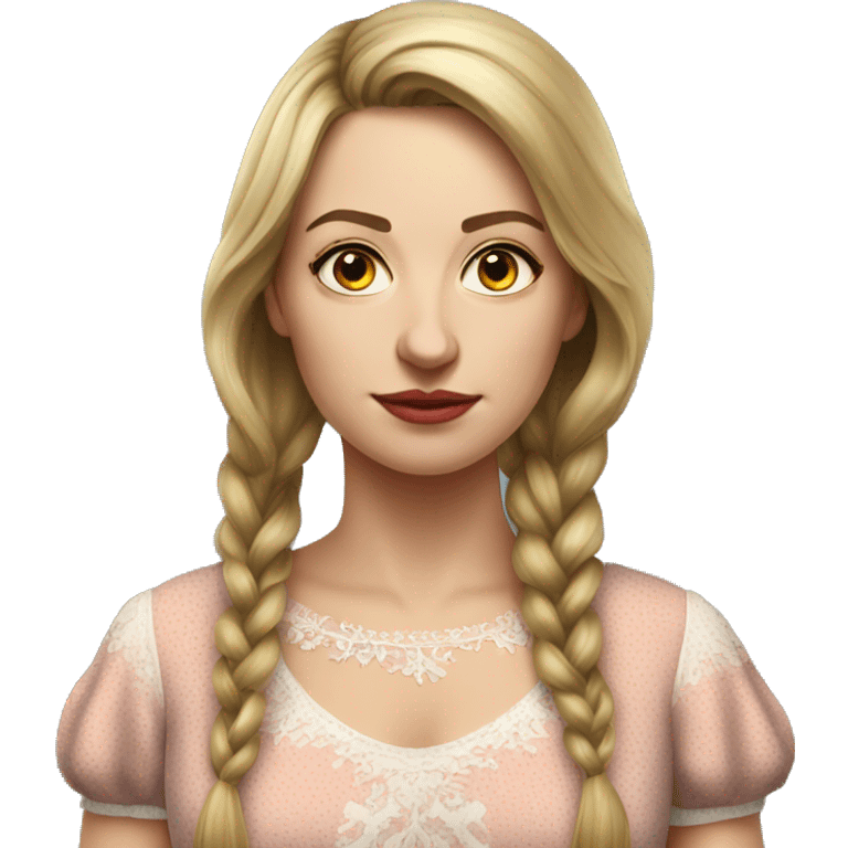 Russian woman full length in dress photorealistic serious emoji