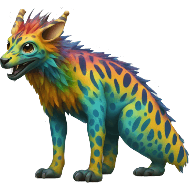 a colorful edgy vernid-fionbri-animal-creature with splash patterns full body emoji