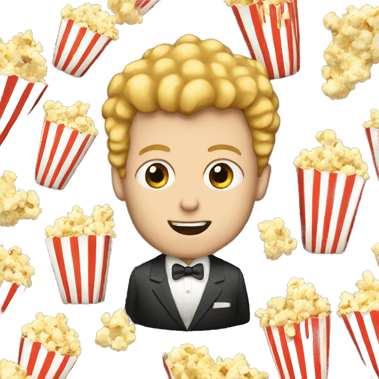 white man wearing a suit eating popcorn  emoji