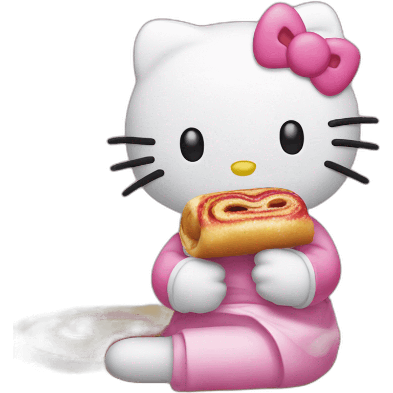 Hello kitty eating cinamon roll emoji