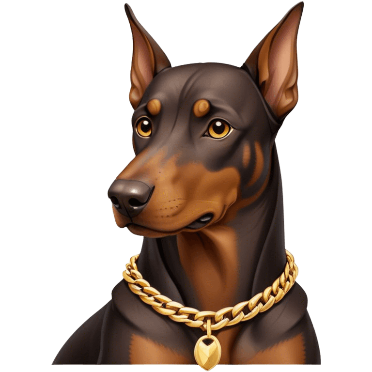 Doberman wearing a gold chain emoji