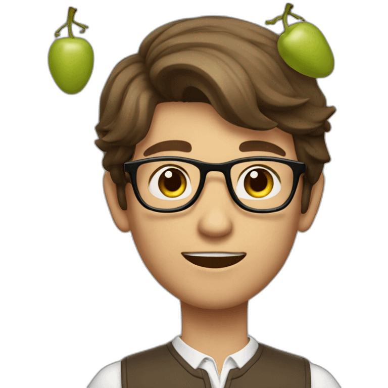 Classy brown-haired, bitter, bespectacled young man throwing grapes emoji