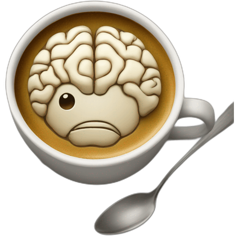 brain inside a cup of coffee emoji