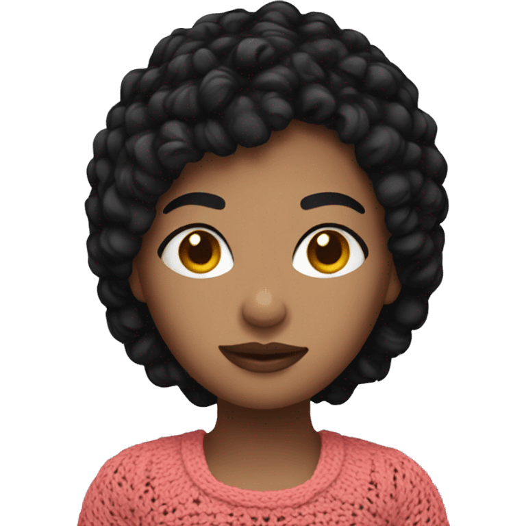 Dark short hair girl with crochet  emoji