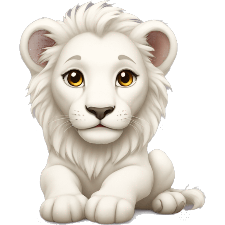 Baby cute  white lion  emoji