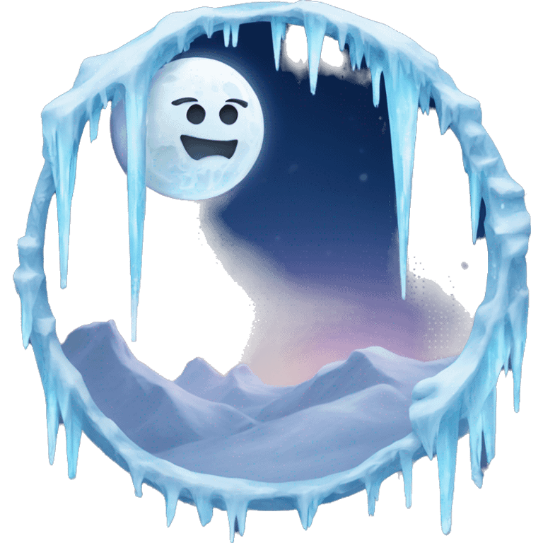 Frozen moon with icicles  emoji