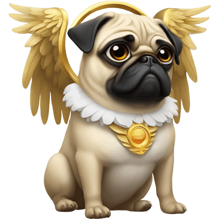 Pug with a halo and eagle wings emoji