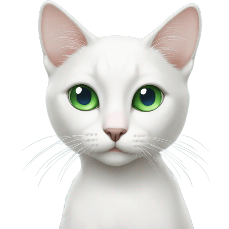 skinny white cat with one blue eye one green eye emoji