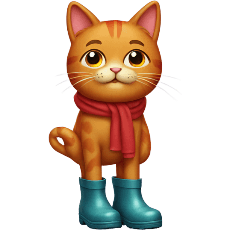 red cat wearing rain boots emoji