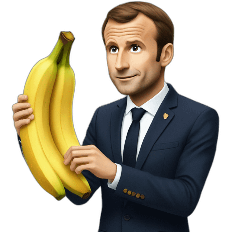 Macron qui mange une banane emoji