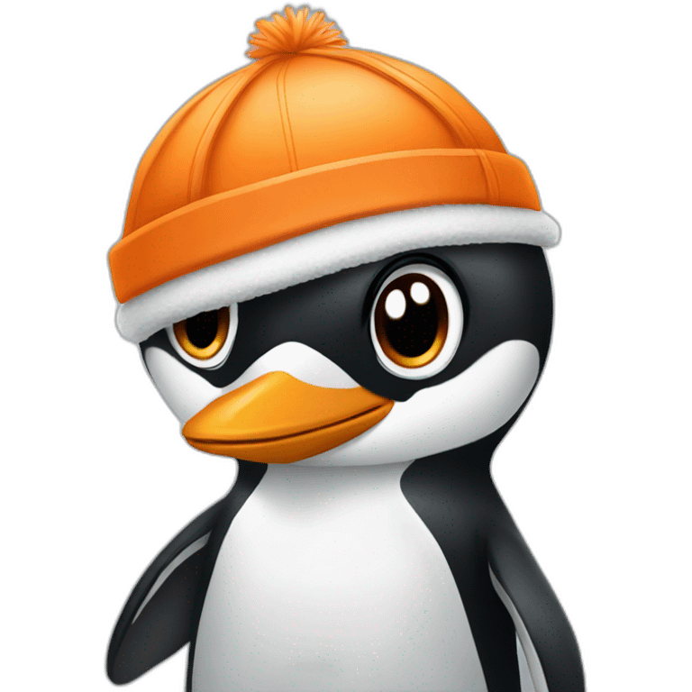 Penguins with orange cap emoji