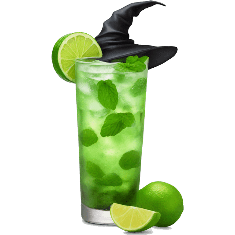 Mojito with witch hat emoji