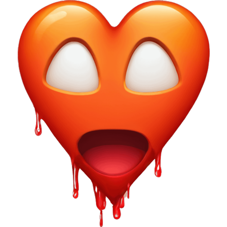 bleeding red heart shape glowing red-orange emoji