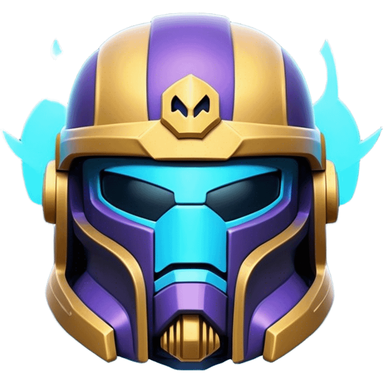 Clash of Clans aesthetic: Cinematic Playful Space Marine Helmet Emoji, rendered in a 3D vector-style similar to standard emojis with minimal shading and bold, simplified shapes. A compact, heroic isometric helmet with futuristic, armored detailing and a glowing visor, softly glowing with a battle-ready cosmic charm. Simplified yet unmistakably iconic, highly detailed and consistent, glowing with a soft radiant shine and high gloss. Stylized with a touch of interstellar valor and a soft glowing outline, capturing the essence of an elite warrior’s helm with a friendly, playful spirit! emoji