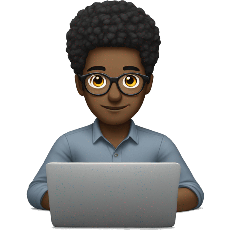 white man with circle glasses, black hair working on laptop emoji