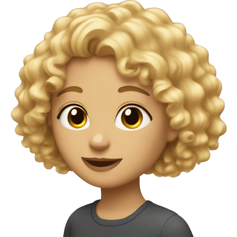 Curly blond girl and moi emoji