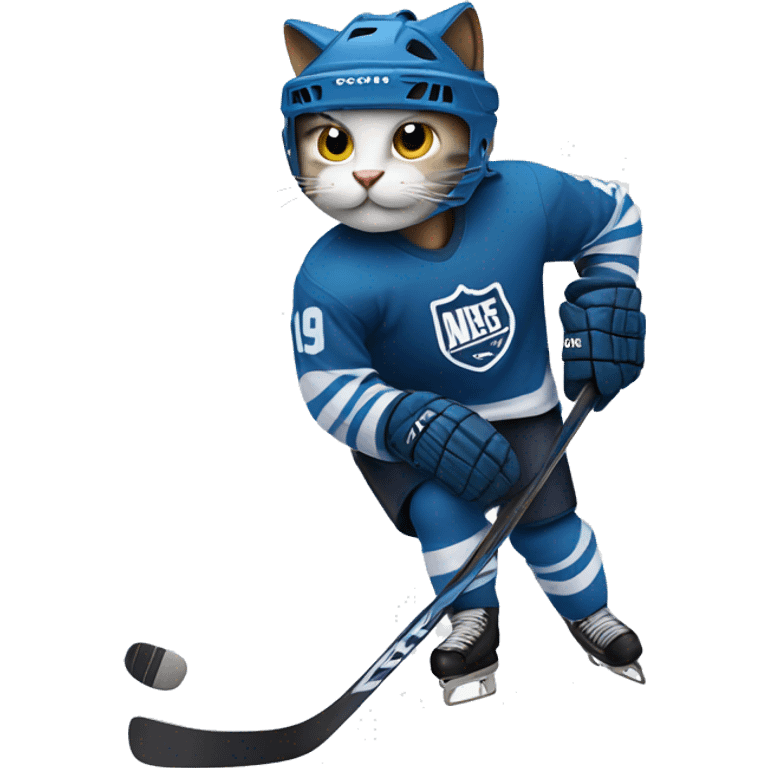 Cat playing hockey emoji