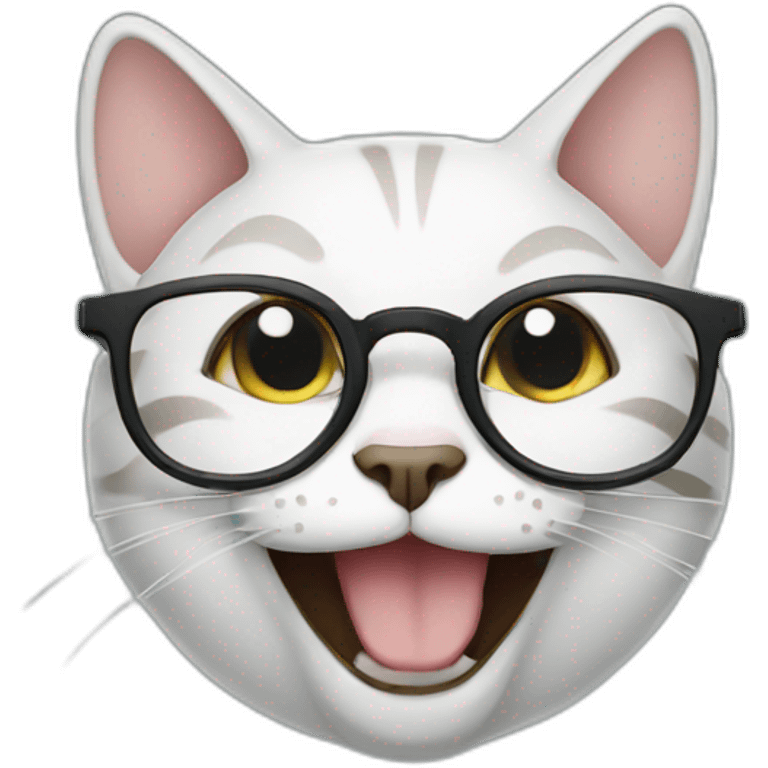 Cat laughing wearing glasses emoji