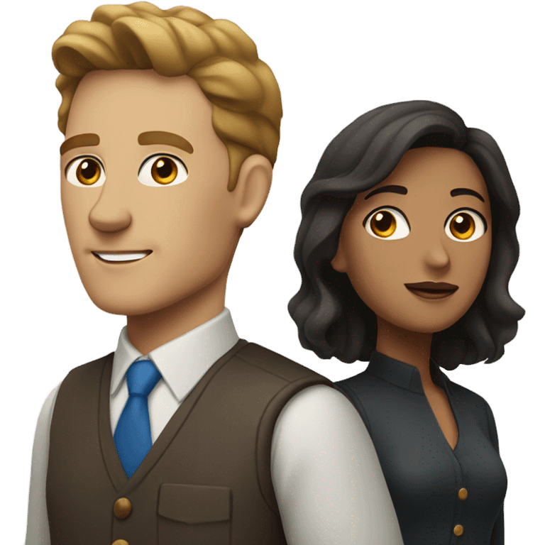 Blue eye white man and Hispanic woman  emoji