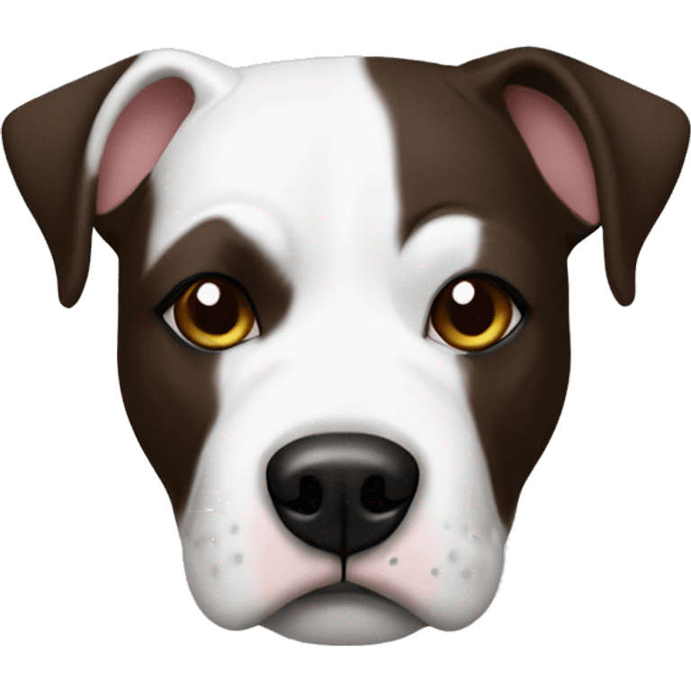 White and dark brown Staffie with patch over one side of the face  emoji