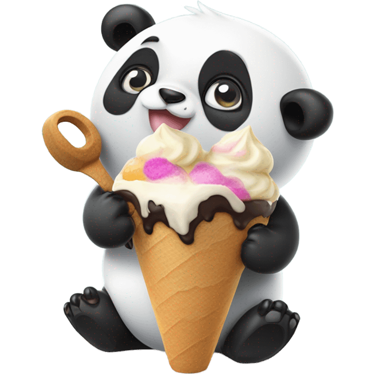 Panda eating ice cream emoji