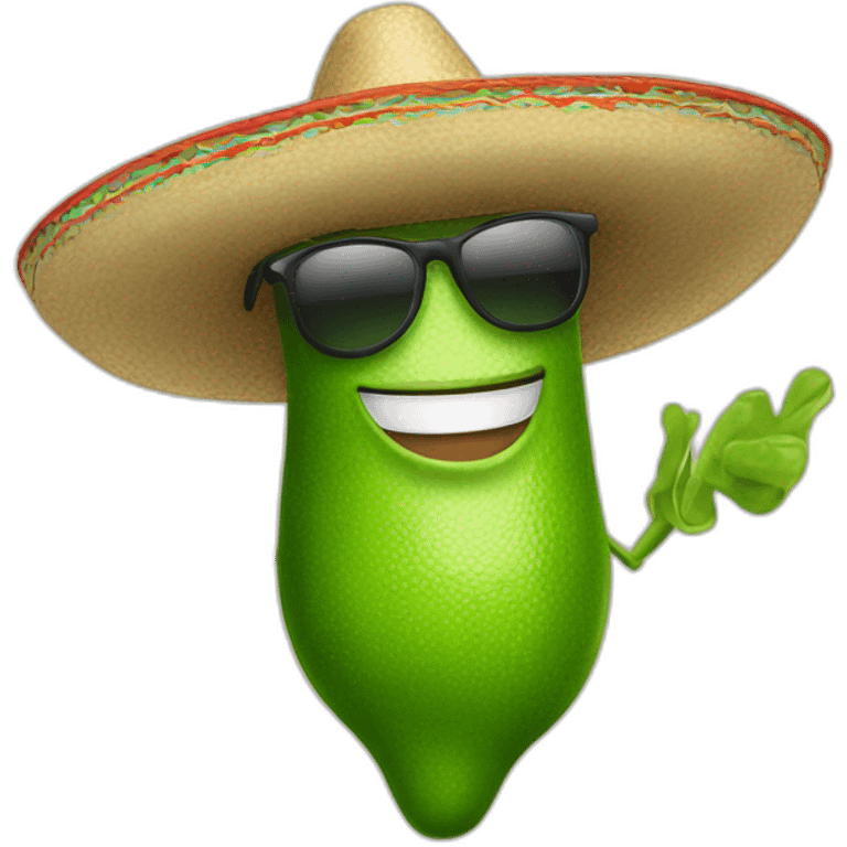 a friendly lime wearing sunglasses and a sombrero holding a sign that says "Design Some Hands" emoji