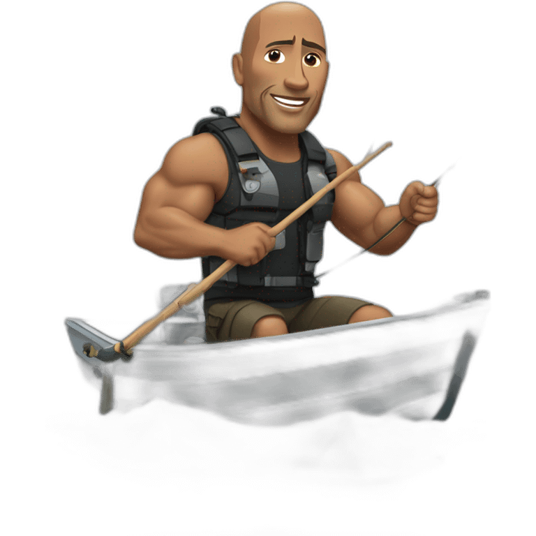 The rock Dwayne Johnson fishing in small boat emoji