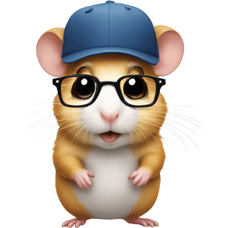 hamster wearing glasses and a cap emoji