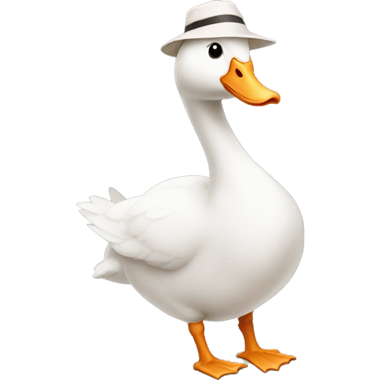 Full body White goose wearing a hat emoji