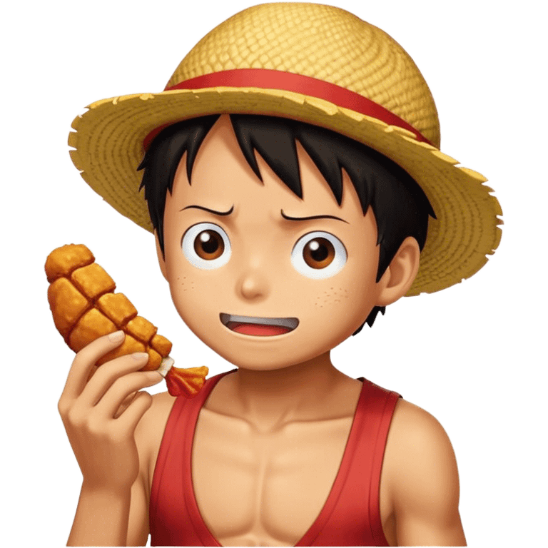 Luffy comiendo un pedazo de pollo emoji