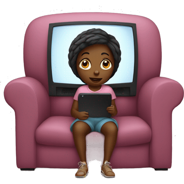 Couch potato african girl watching television emoji