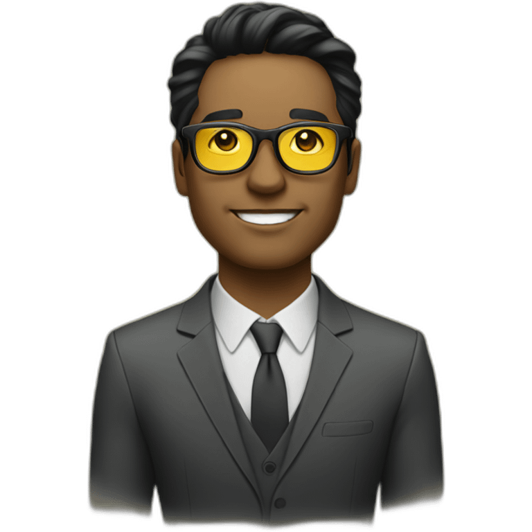 entreprenuer with yellow tinted glasses and black hair emoji