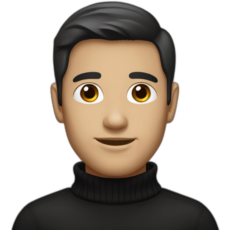 male dark brown haired designer with black turtleneck emoji