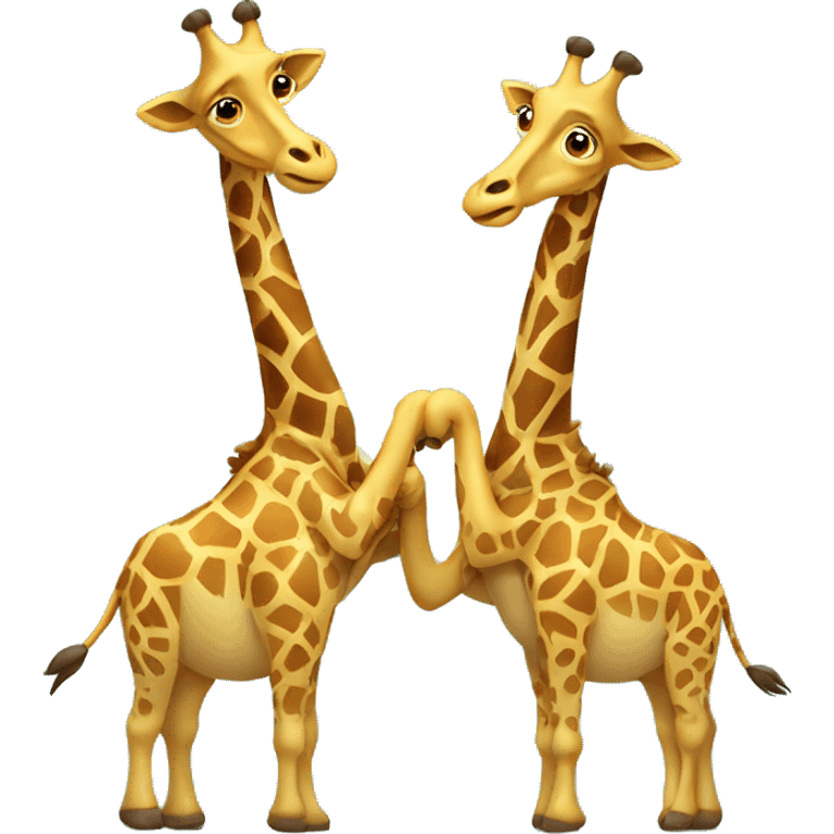 Two giraffes having a swinging neck fight emoji