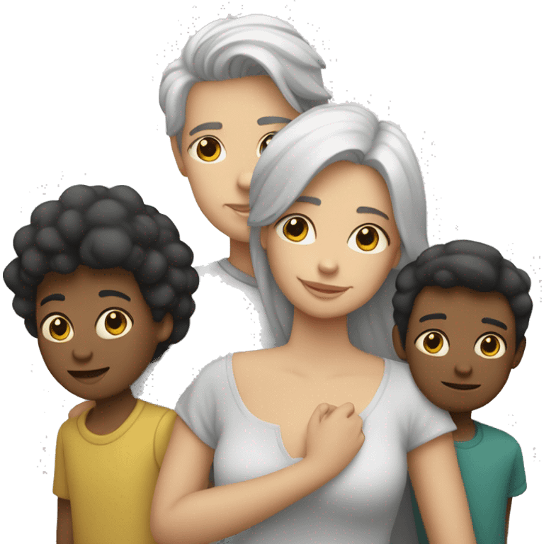 mujer con dos niños blanca y de pelo negro y un hombre rubio emoji