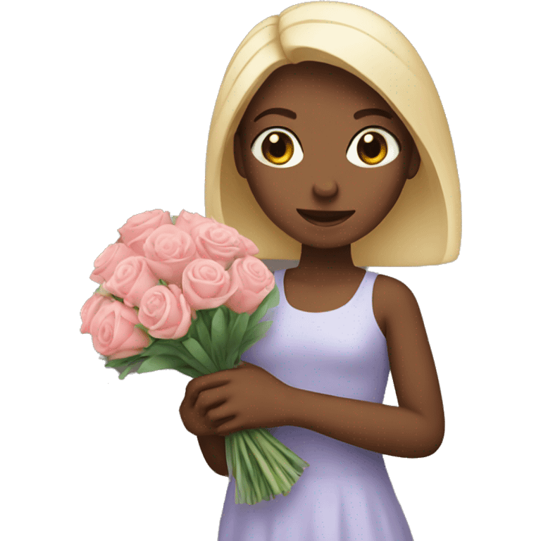 Girl holding bouquet  emoji