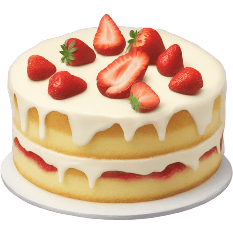 Vanilla cake with strawberry on top emoji