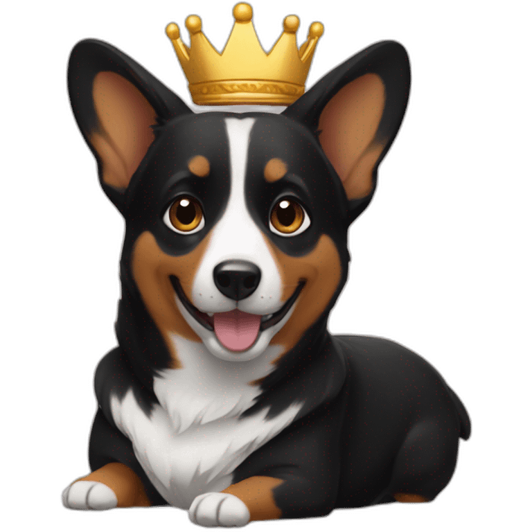 Black corgi queen power emoji