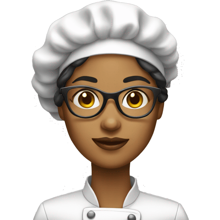 Femme qui cuisine avec yeux noir et lunette emoji