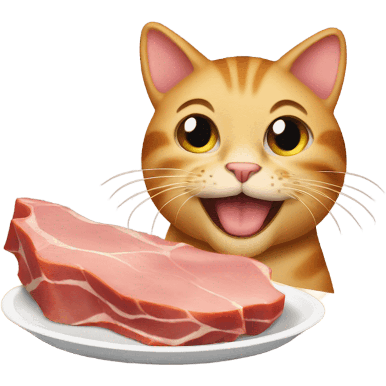 Cat eating ham emoji