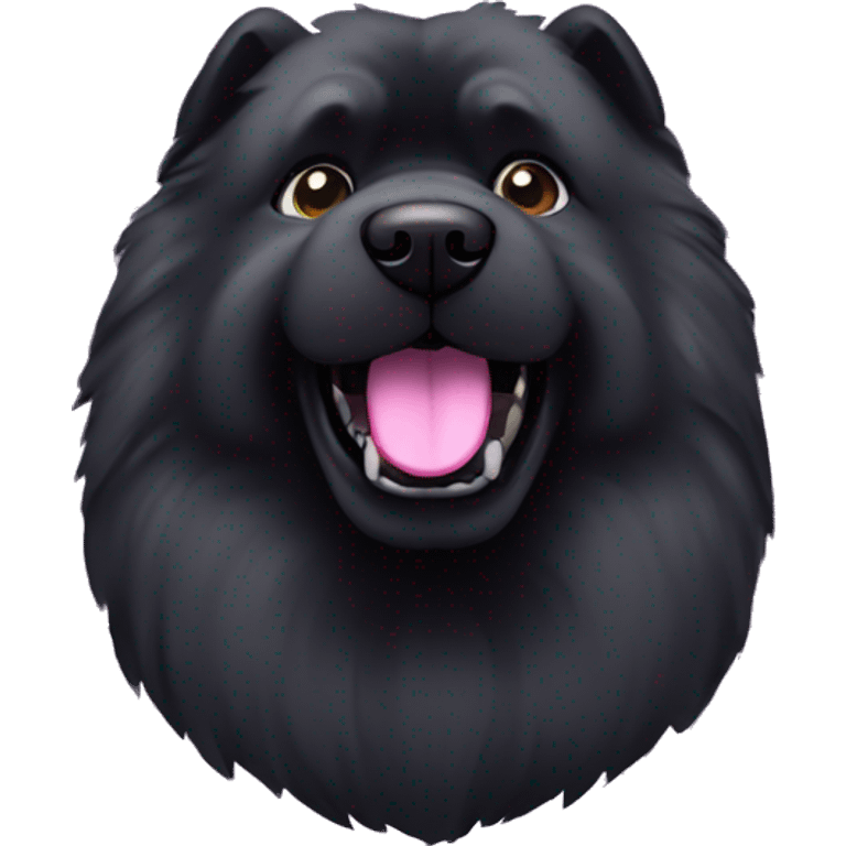 Black chow chow dog with purple tongue emoji