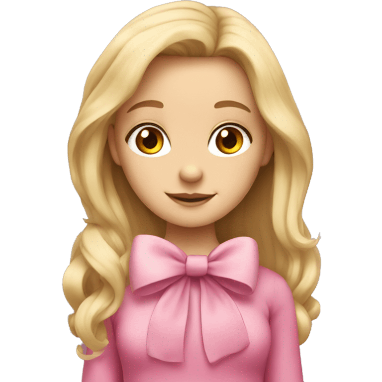 Cute blonde girl with long hair and pink bow emoji