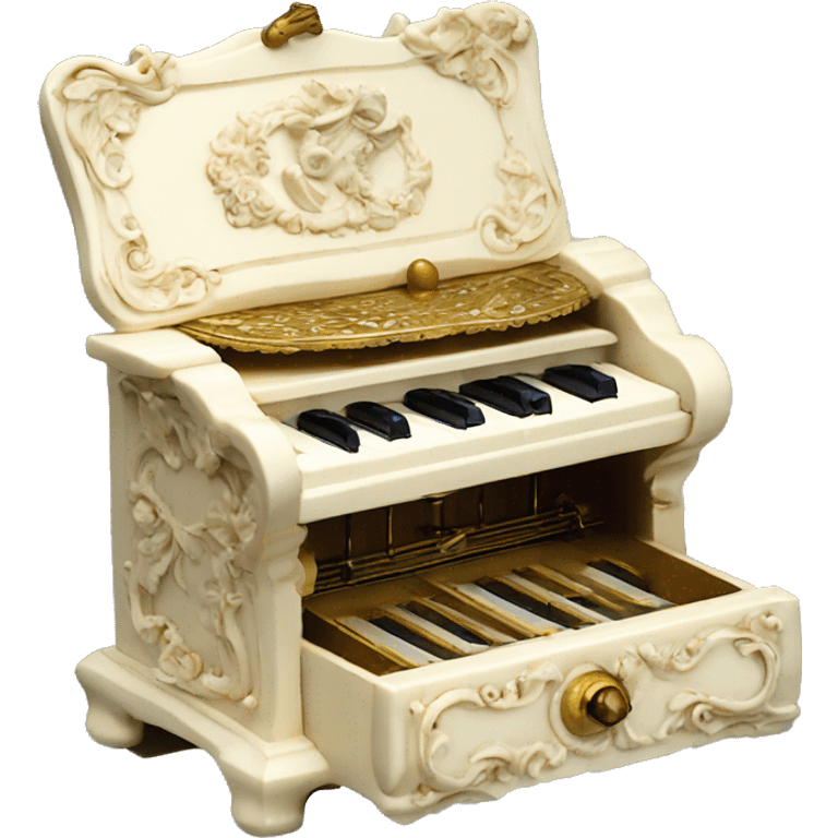 Vintage rococo ivory music box emoji