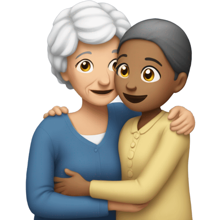 Grandma huggings with a girl emoji