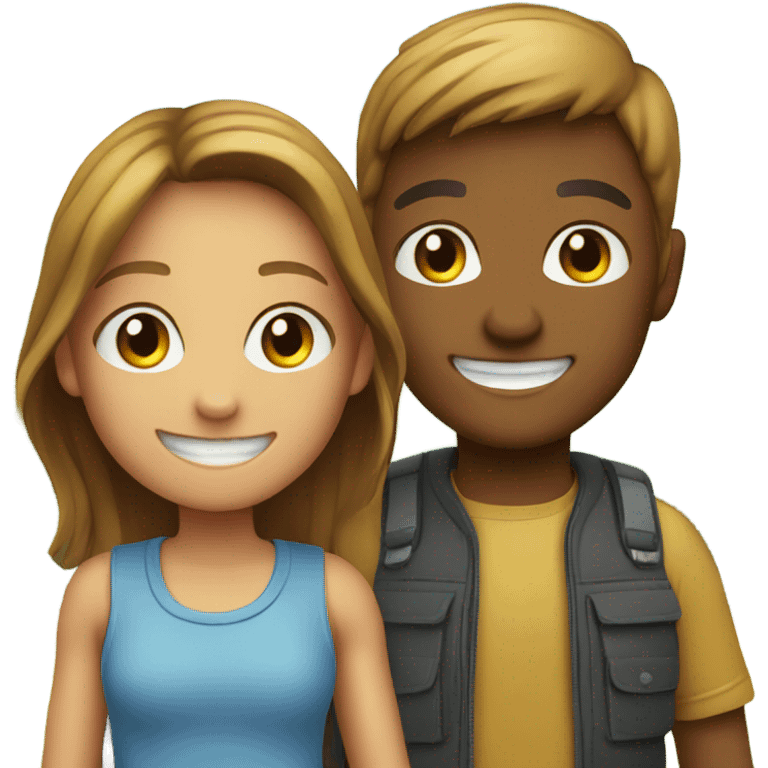 smiling girl and boy outdoors emoji